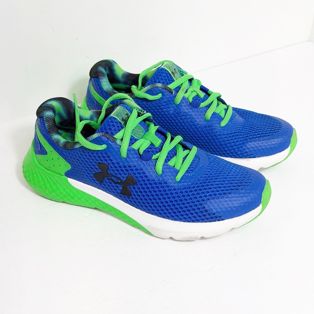 Under Armour Charged Rogue 3 Boys 4.5Y Blue Green Running Shoes 3026783-400